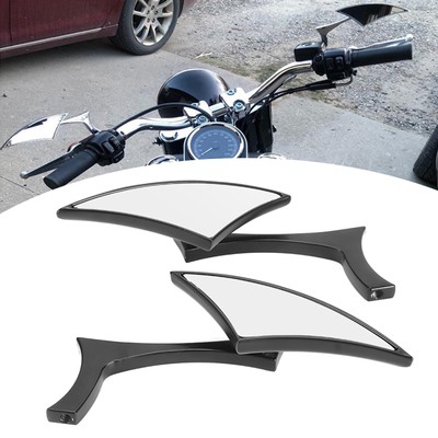 2Pcs Motorcycle Rearview Mirrors Handle Bar Rear Side View Glass Aluminium Alloy