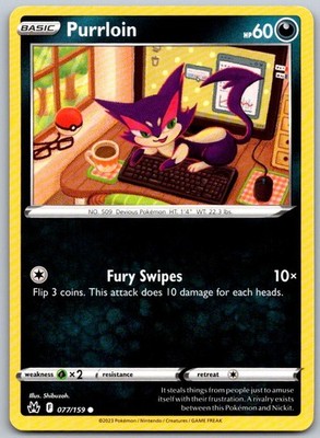 Purrloin 077/159 Common Crown Zenith Pokemon Near Mint
