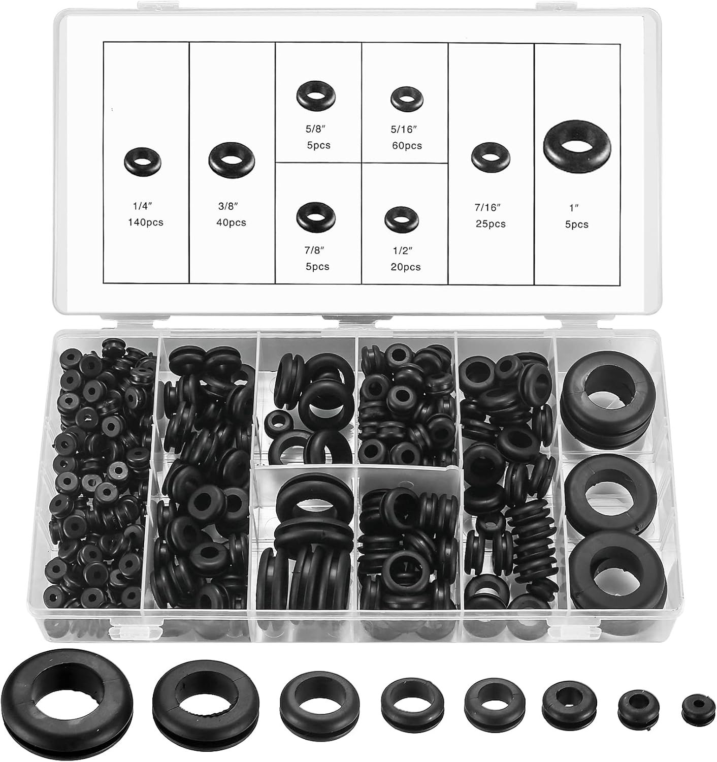 300 Pcs Rubber Grommets Assortment Kit, Electrical Conductor Wiring Blanking Gas