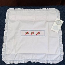 Cotton Embroidery Hand Smock Airplane Pillow Sham Child Baby 18x19  Nursery NEW