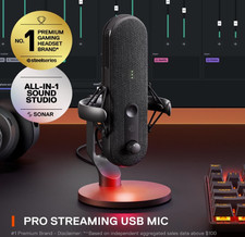 SteelSeries Alias USB Mic for PC 3X Bigger Capsule Gaming, Streaming Podcasting