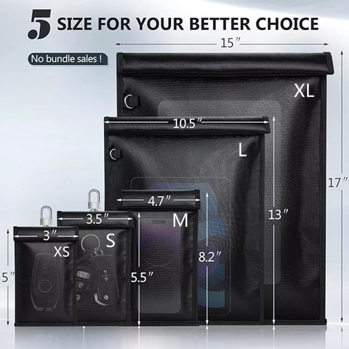 Simket Faraday Bags for Phones and Car Key 2 Pack, Signal Blocking Pouch - Picture 5 of 7