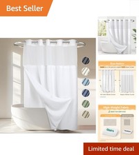 Water-Repellent Waffle Shower Curtain with Liner, 71x74 - Hotel Quality