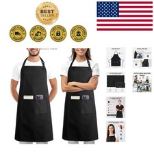Elegant Black Chef Apron with Adjustable Fit Two Pockets - Culinary Must-Have