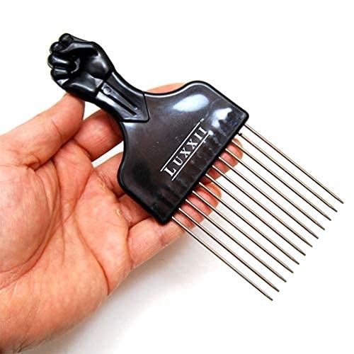 (2 Pack) 6.75" Black Fist Metal Afro Pick Lift Hair Comb Detangle Wig Braid H... - Picture 5 of 5