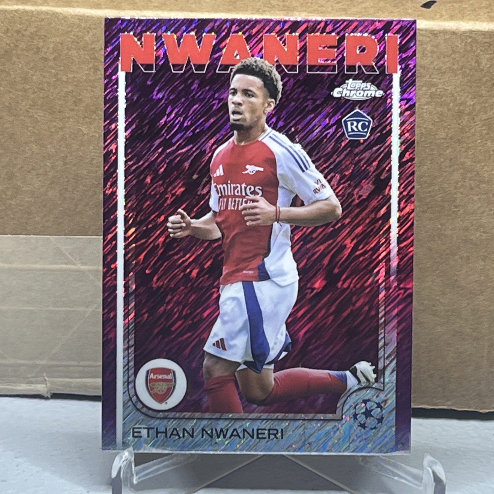 2024-25 Topps Chrome UCC - Ethan Nwaneri #158 Magenta Shimmer Refractor RC