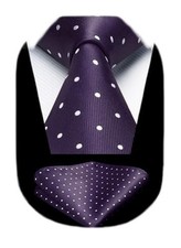 Polka Dot Ties for Men Classic 8.5cm / 3.4 inches in Width A-purple  White