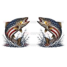 Brown Trout Fish Patriotic Usa Vinyl Decal Sticker 2 Pack A Brown Trout Fish Patriotic Usa Vinyl Decal Sticker 2 Pack A