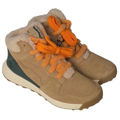 Timberland High Top Sneaker Boots Womens 9 Beige Suede Sherpa Retro Swift New