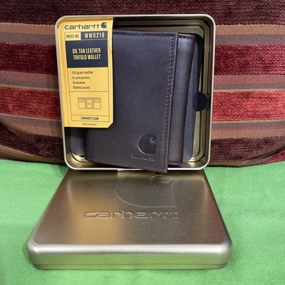Carhartt Wallet Brown Oil Tan Leather Trifold .