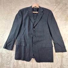 Pronto Mondo Blazer Mens 42R Charcoal Pinstripe Merino Wool Super 140s 3 Button