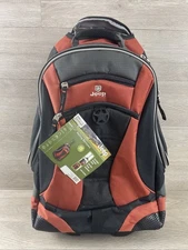 Jeep Authentic Rolling Travel Backpack Carry On Luggage Bag Telescoping Handle