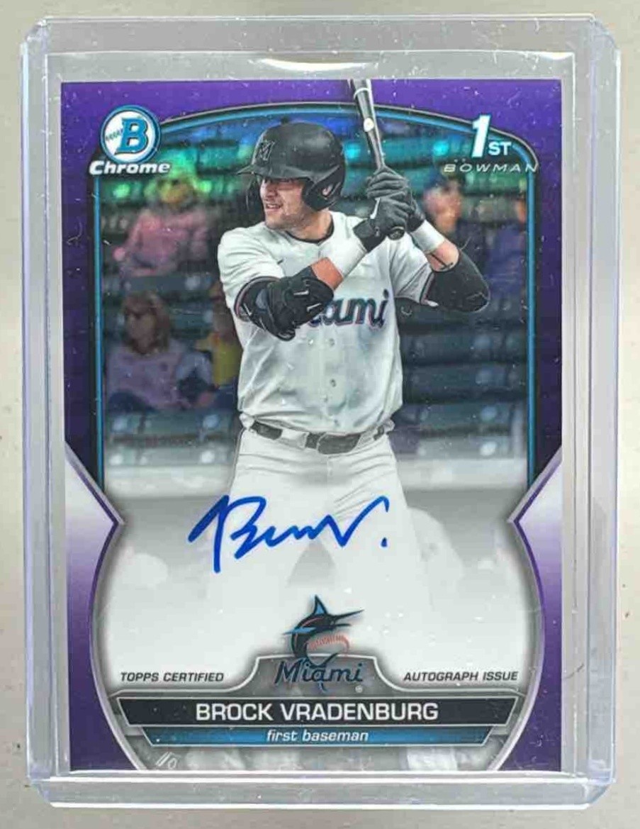 Brock Vradenburg 2023 Bowman Draft Purple Refractor Chrome Auto 1st RC RC /250