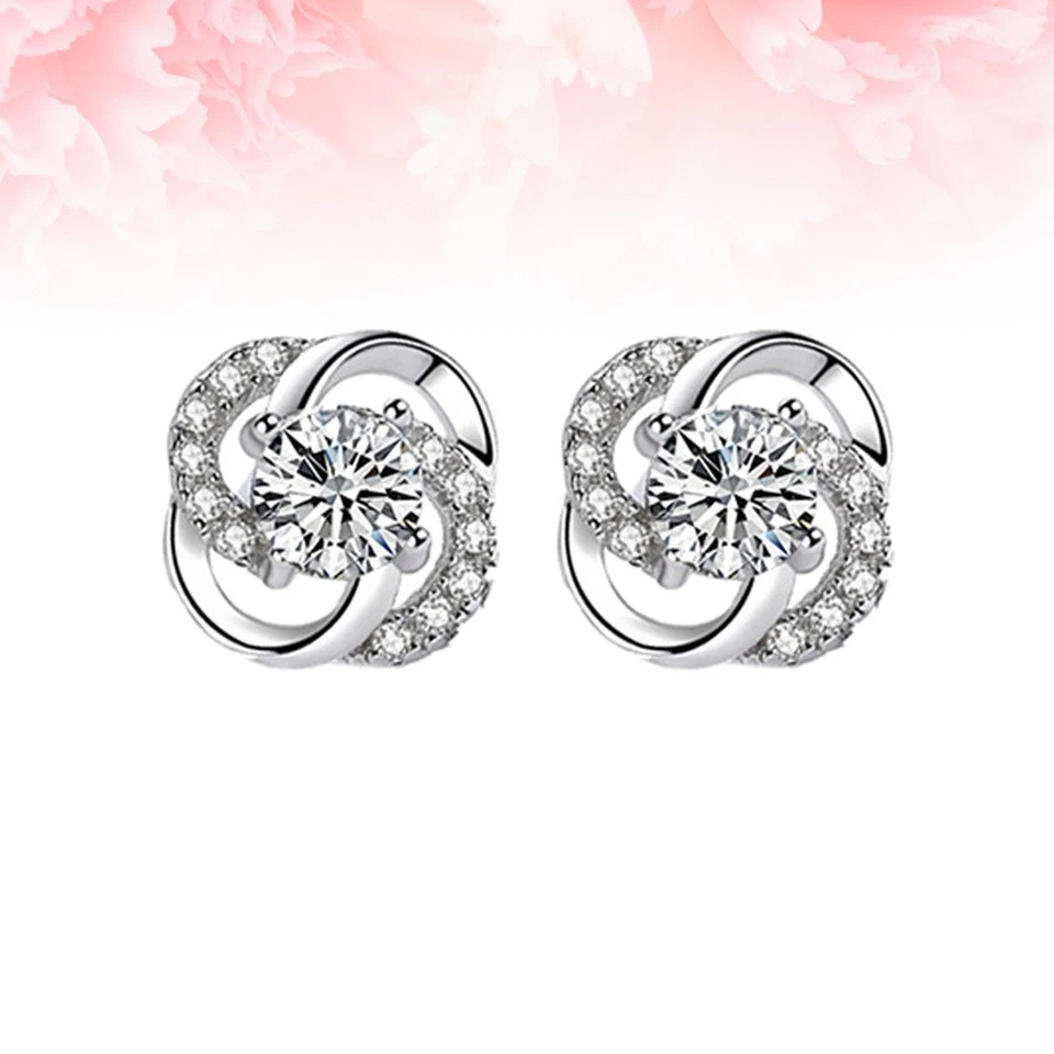  1 paio di orecchini a fiore da donna, orecchini con zirconi, eleganti gioielli - Immagine 3 di 4