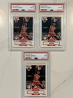 1990 Fleer Michael Jordan 3 Card PSA 8 3 Card Lot