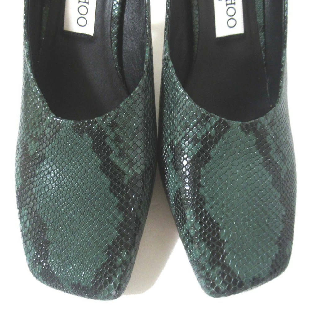 Jimmy Choo Python Embossed Square Toe Pumps Green… - image 4