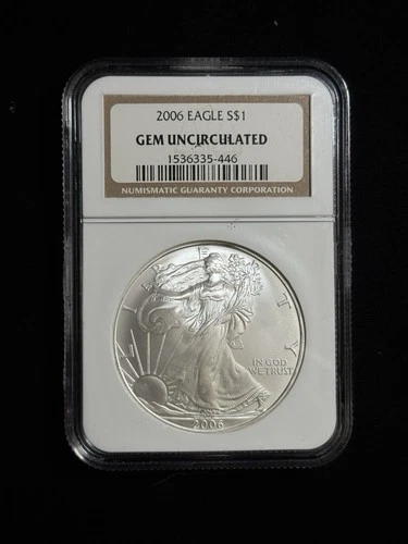 2006 American Silver Eagle $1 Gem Uncirculated NGC 1 Oz .999 Silver