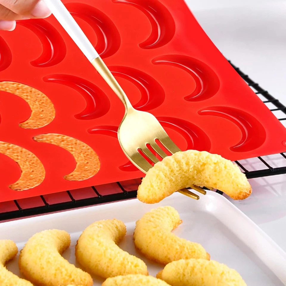 Vanillekipferl Backform Silikon,3 Stück Vanillekipferl Backblech Vanillekipferl  - Bild 2 von 4