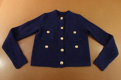 Gap Studio Womens Size XXS Navy Blue Gold Button Cropped Cardigan Sweater New