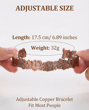 Magnetic Copper Bracelet for Women Men, 99.99 Pure Copper Cuff Bangle with 6 Pc