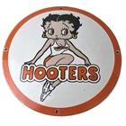 Vintage Hooters Sign - Betty Boop Chicken Wing Gas Pump Porcelain Diner Sign
