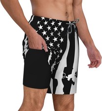 Mens Swim Trunks with Compression Liner 9 Inch Inseam Quick Dry Pockets Stretch