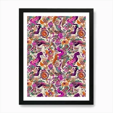 Clover Chic London Fabrics Floral P Framed Wall Art Poster Canvas Print Picture