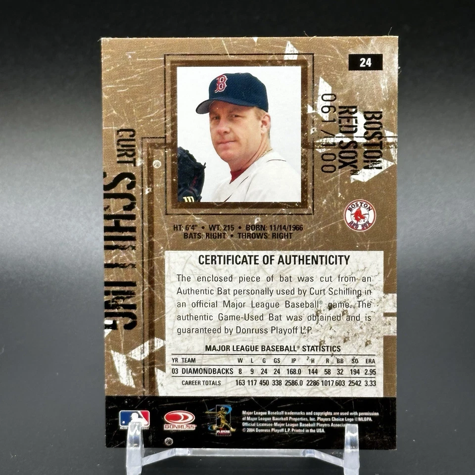 2004 Donruss Leather & Lumber Materials Bat #'d /100 Curt Schilling #24 Relic - Image 3 of 3