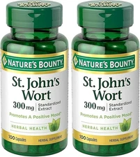 2 Pack Nature's Bounty St. John’s Wort 300mg 100 Capsules each bottle