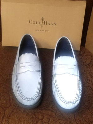 BNIB RARE Cole Haan Air Monroe Penny Loafers Silver  display picture 2