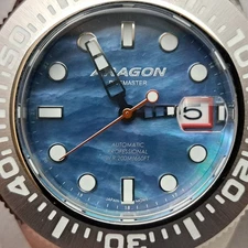 Aragon Divemaster II Men's Automatic Watch Blue MOP Dial A335 45mm, 24 Jewel