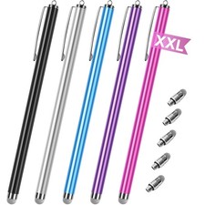 Stylus pens for Touch Screens 5 Pack Long Pen Body Fiber mesh Tips High Sen...