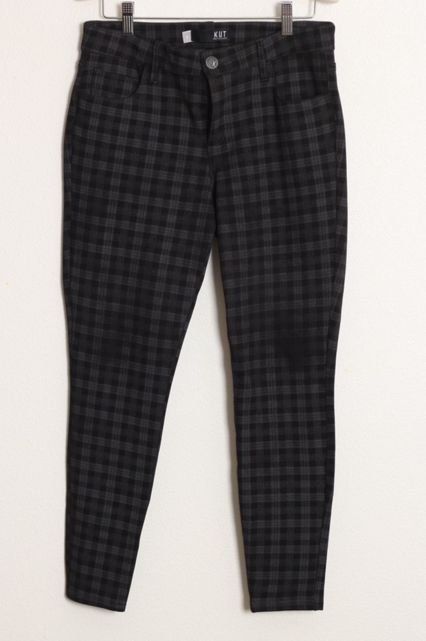 kut from the kloth jeans Women Diana Plaid Skinny Ponte Size 6 black and gray