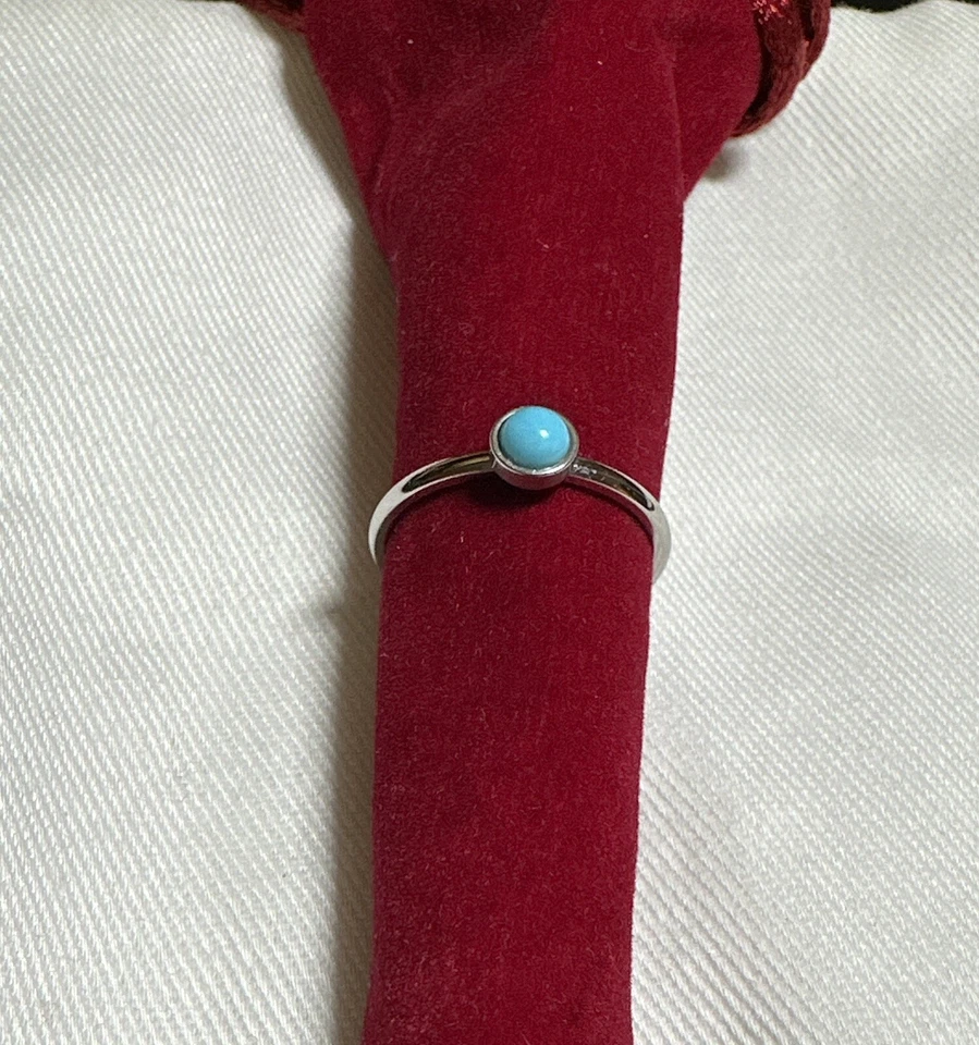 Delicado anillo apilable de acero inoxidable turquesa talla 5 Foto 3 de 4