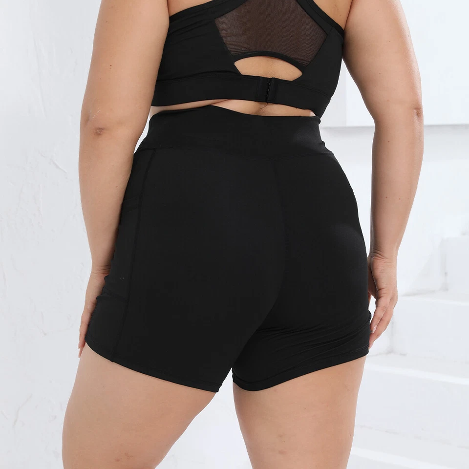 Pantalones Cortos con Bolsillos para Mujer Deportes Talla Grande Yoga Pantalones Cortos Gimnasio Fitness 0XL-4XL Foto 2 de 4
