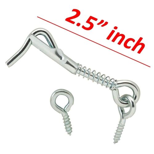 20 Sets Zinc Plated Wire Gate Hook and Eye Cabin Latch w/ Spring Lock Farm Barn - Picture 3 of 4