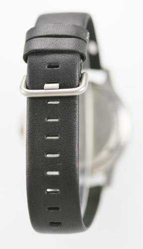 Montre Fossil Homme Date Argent Inox Cuir Noir 100 m Batterie Blanc Quartz - Photo 2 sur 3