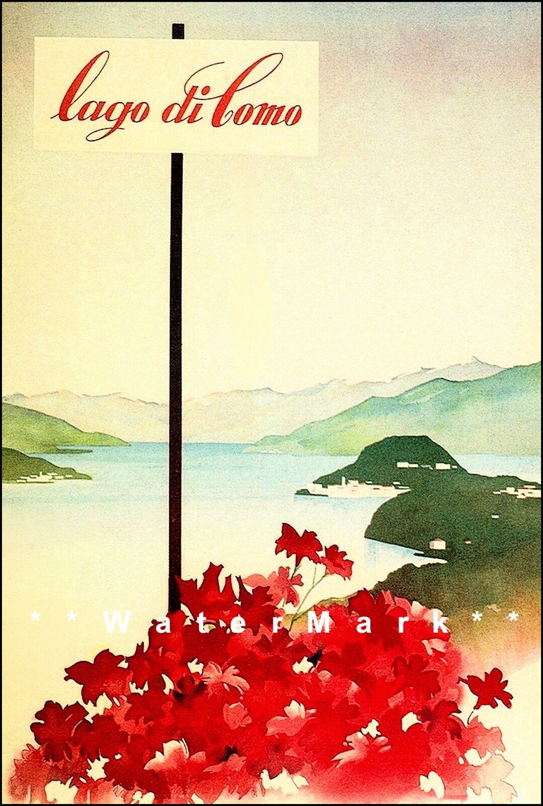 Lake Como Italy Lago Di Como Vintage Poster Print Italian Travel Advert Art  | eBay