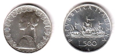 1994 Italia Lire 500 Caravelle in Argento Fior di Conio Unc