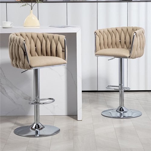 Modern Set of 2 Swivel Bar Stools Dining Chair Adjustable Counter Height Chairs - Picture 7 of 13