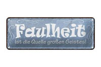 Blechschild Spruch 27X10 Cm Faulheit Quelle GroßEn Geistes Deko Schild Tin Sign