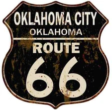 OKLAHOMA CITY, OKLAHOMA Route 66 Shield Metal Sign Man Cave Garage 211110014206