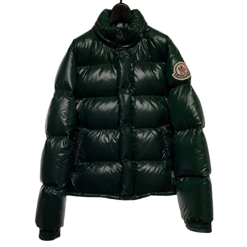 MONCLER EVEREST DOWN JACKET SHINY NYLON GREEN Zip Up Logo MONCLER EVEREST DOWN JACKET SHINY NYLON GREEN Zip Up Logo
