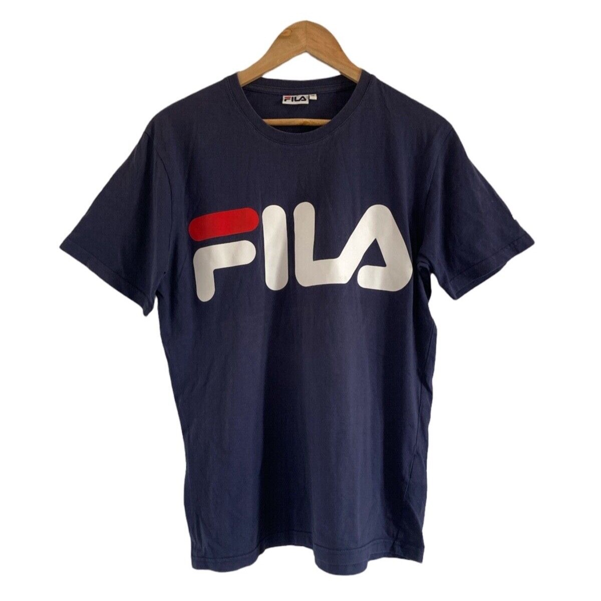 T shirt maglietta uomo Fila vintage grande logo 100% cotone navy taglia media