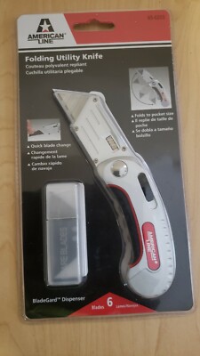 AMERICAN LINE PRO 65-0203 FOLDING UTILITY KNIFE WITH 6 BLADES  UPC: 024500652033