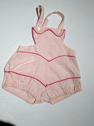 EUC Vtg baby toddler romper Pink gingham Antique 1