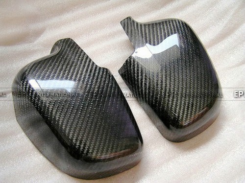 Carbon Fiber Rear Side Mirror Cover Trim Lid 2Pcs Kits For Mitsubishi Evo 4 5 6 - Picture 2 of 3