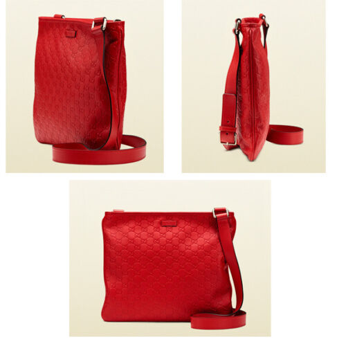 Gucci Red Ssima leather messanger bag, 100% Authen