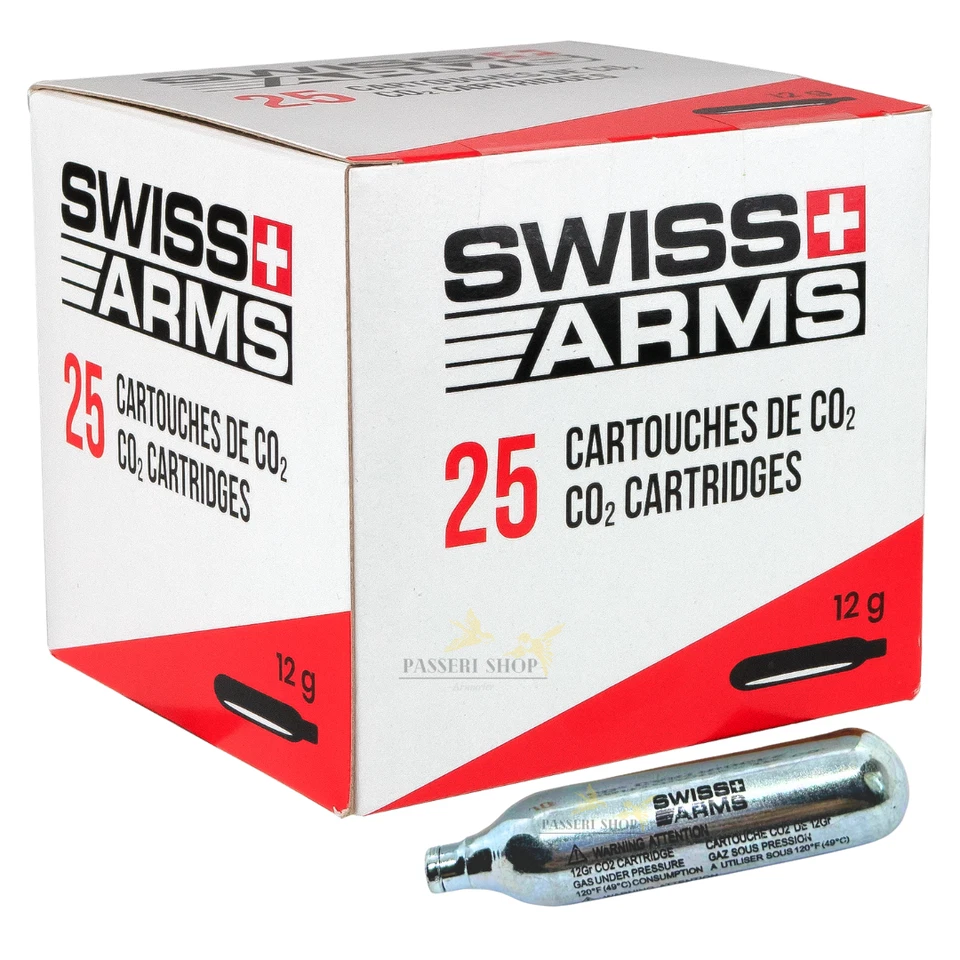 Boîte 25 cartouches de CO2 12g Swiss Arms (marque suisse) - Photo 1/1