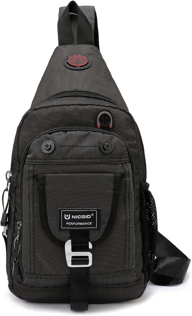 NICGID Sling Bag Chest Shoulder Backpack Black fits 11.6 inch